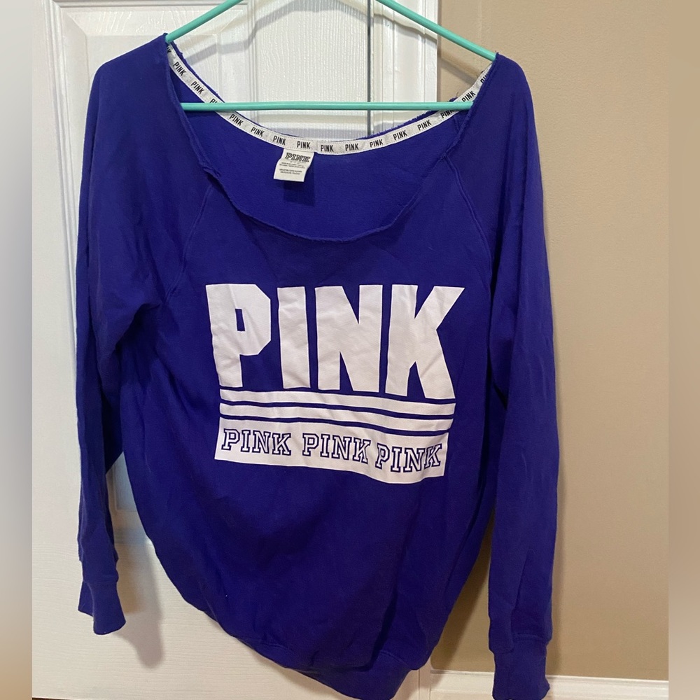 VS PINK wide neck purple sweatshirt